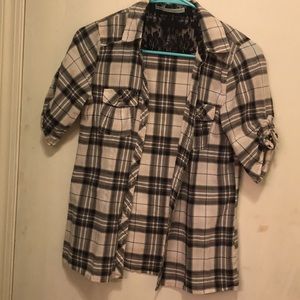 Short sleeve plaid button up shirt